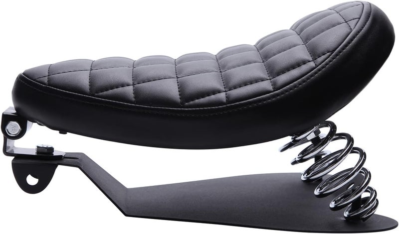 DREAMIZER Motorcycle Seat Cushion Driver Solo Seats with Spring Bracket PU Leather Compatible with Harley Honda Yamaha Kawasaki Sportster Iron 883 1200 Chopper Bobber Cafe Racer - Image 5